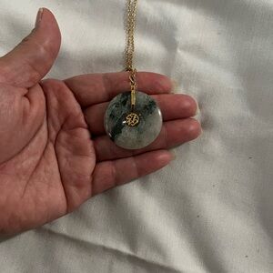 Gold plated and jade like Pendant Necklace